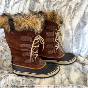 Sorel Joan of Arctic Winter Boots Tobacco Sudan Brown Fur Suede
